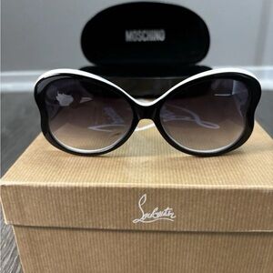 Vintage Moschino Sideways Heart Black and White Sunglasses